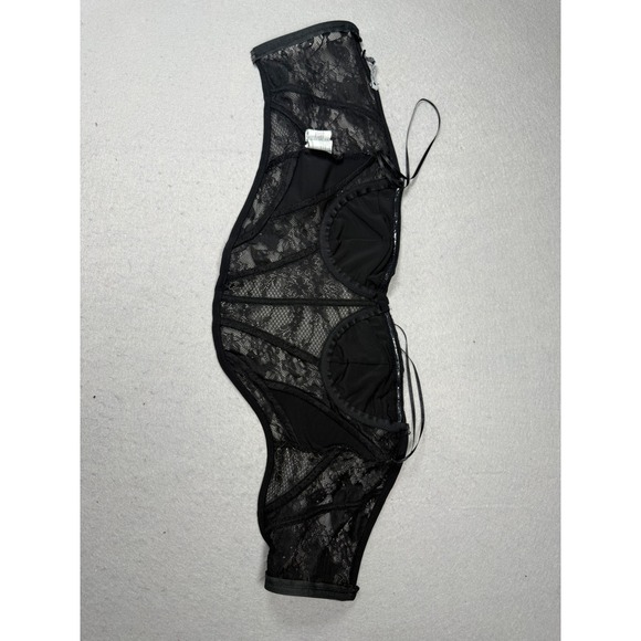 ZARA Black‎ Lace Corset Crop Top Bustier Zipper Straps Size S - Picture 8 of 9